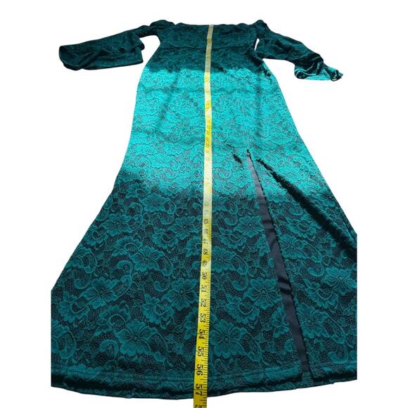 Vfshow VfEmage Womens  Green Lace Off Shoulder Bell Sleeve Gown  - Size XL - Picture 6 of 13